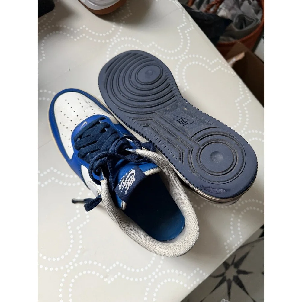 Nike Air Force 1 Low White Royal Blue Leather Sneakers Size 8 FQ8825-100